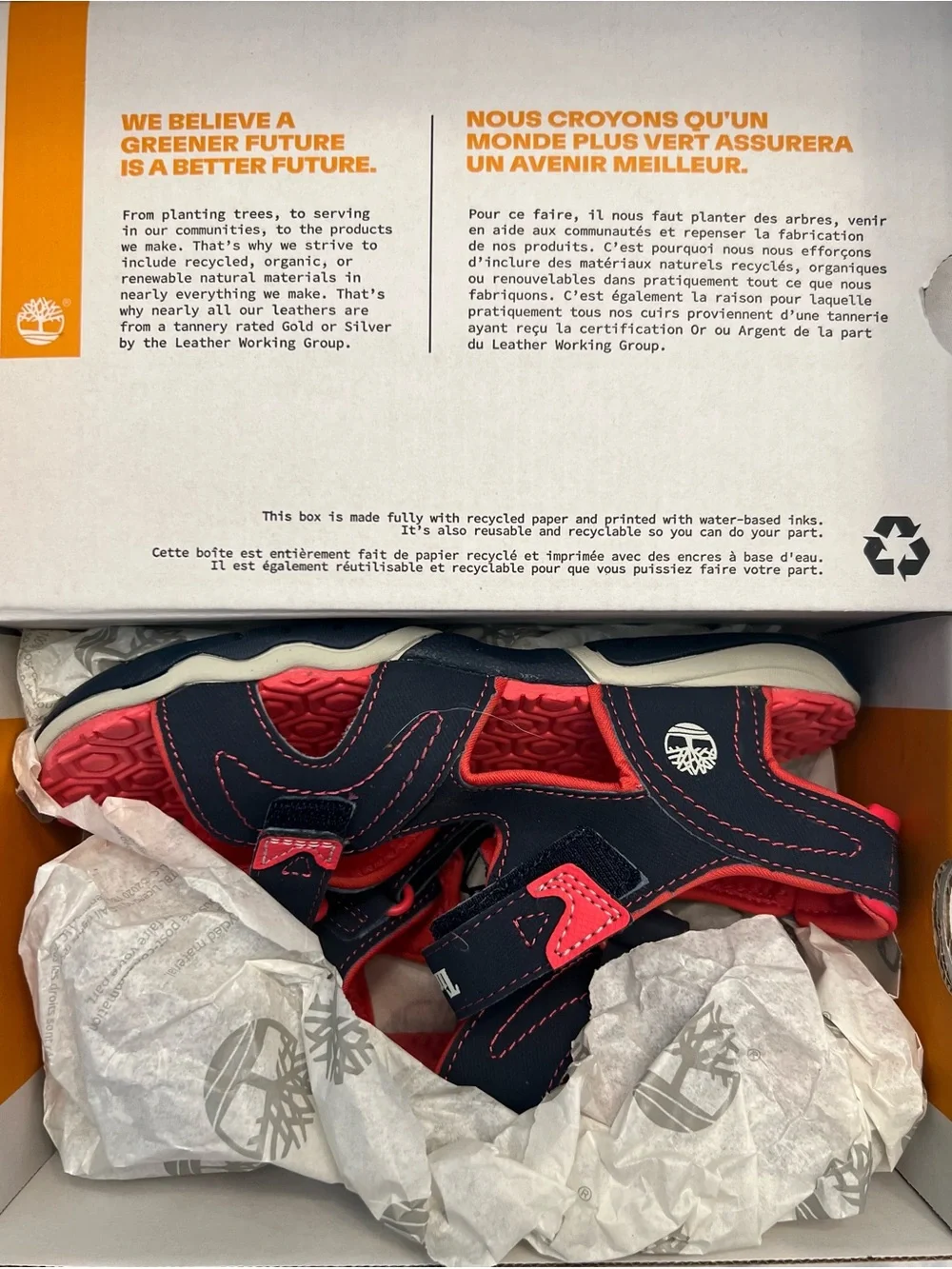 Timberland Kids Navy and Coral Pink Sport Sandals